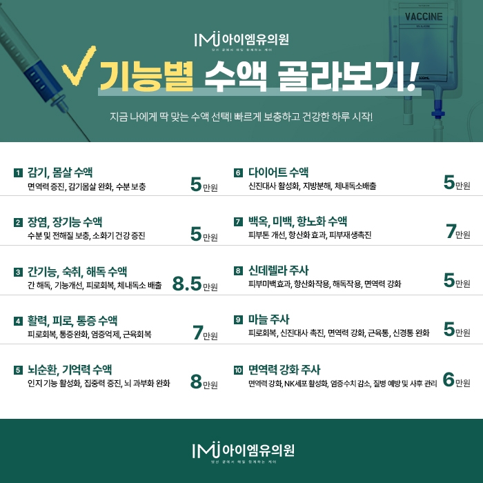 ★동탄아이엠유의원★ 기능별 수액 골라보기!